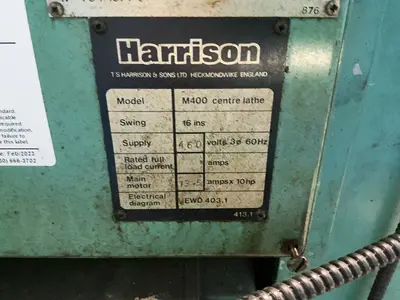 USED 1974 HARRISON M400 CENTER LATHE