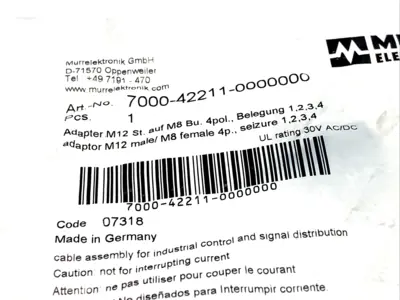 New | in-Stock Murr Elektronik 7000-42211-0000000 Connector Accessories Michigan US | Maverick Industrial Sales #1391914