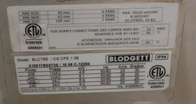 USED Blodgett NUMBER: