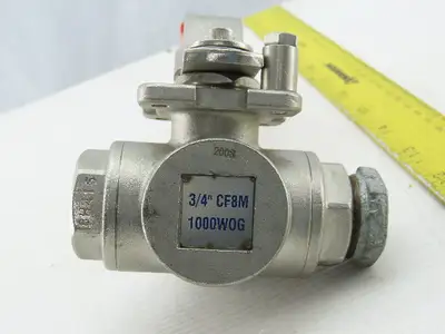 Unico 3-Way 1000 WOG 3/4" NPT CF8M Stainless Steel Ball Valve