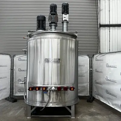 2,500L Stainless Steel Electrically Heated & Jacketed Mixing Tank