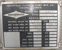 USED 1970 INDUSTRIAL FILTER 60-3.5-19