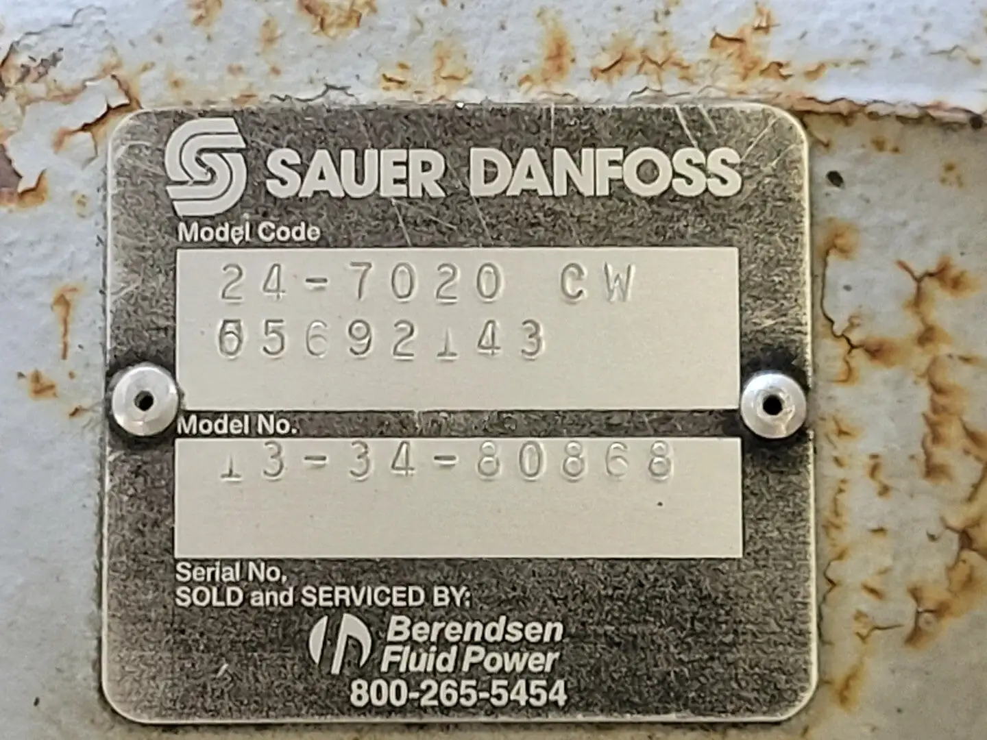 Used SAUER DANFOSS 24-7020 CW Parts (Hydraulics and Pneumatics) British Columbia CA | Lenmark #264761