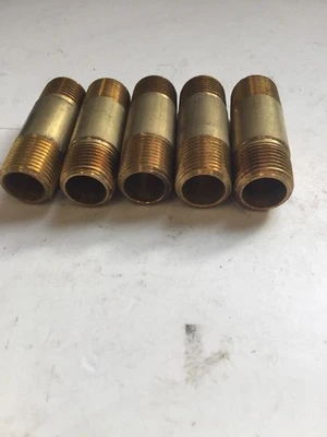 *New* 3/8" X 2.0 Brass Long Nipple  (Lot Of 5) *Warranty*
