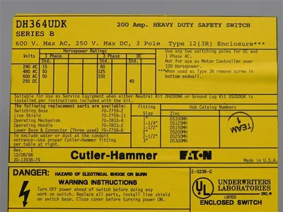 USED CUTLER HAMMER DH364UDK