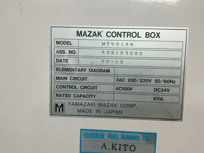 Used 2001 YAMAZAKI MAZAK CORP MTV515/4ON Vertical Machining Centers Ohio US | HGR 24 #1311846