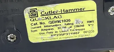 Used CUTLER-HAMMER QBHW1020 Miscellaneous Equipment (Electrical & Power) | Surplus Asset Holdings #1200271