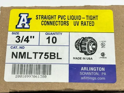 NMLT75BL | Arlington  Straight PVC Liquid Tight Connectors 3/4" LOT OF 7 - New Other