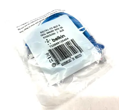 A3L791-03-BLU-S | Belkin  Cat5 Snagless Patch Cable RJ45 to RJ45 3' Length LOT OF 2 - New