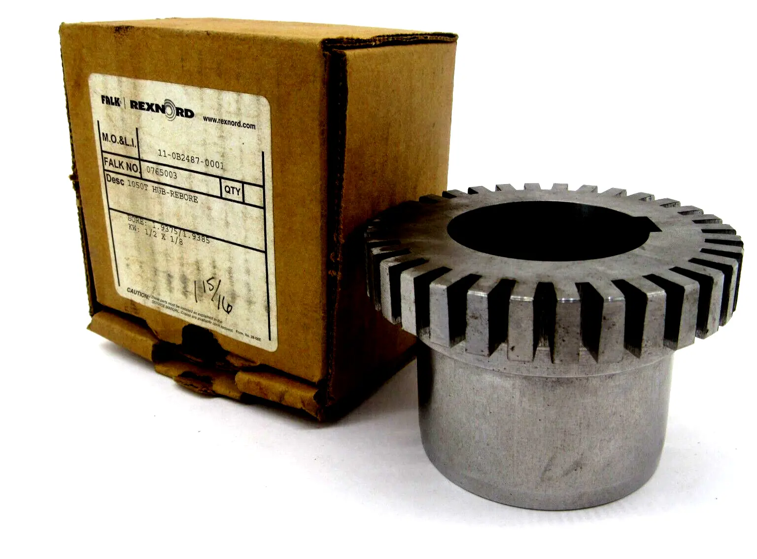 NEW FALK REXNORD 1050T HUB-REBORE 0765003 BORE 1.9375/1.9385 KW: 1/2 X 1/8