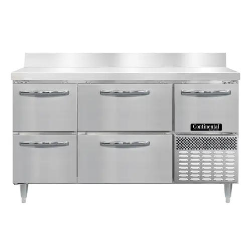 Continental DRA60NSSBS-D 60" Worktop Refrigerator W/ (3) Sections, 115v