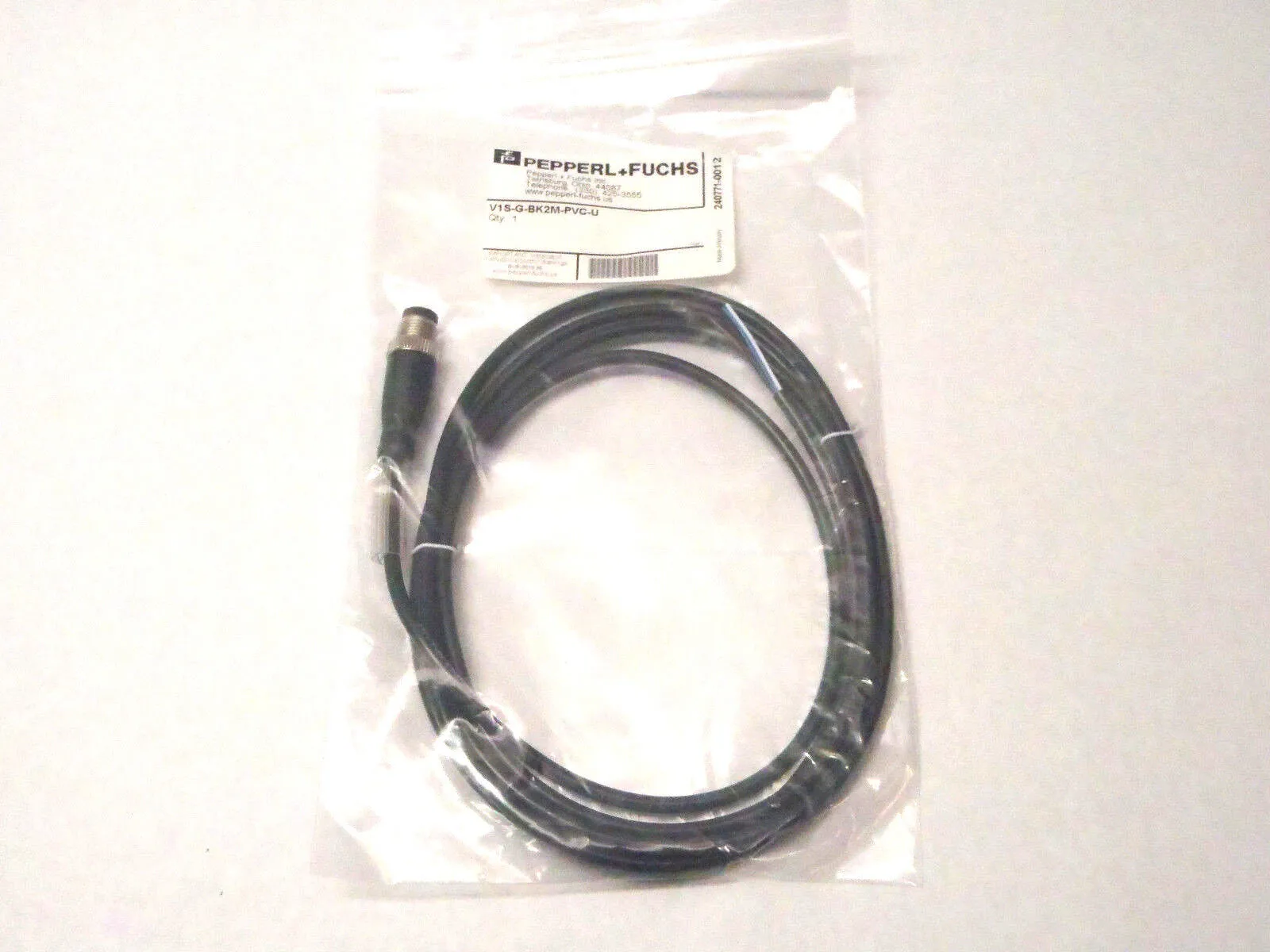 V1S-G-BK2M-PVC-U,240771-0012 | Pepperl+Fuchs V1S-G-BK2M-PVC-U Cordset Single-Ended M12 Straight 240771-0012 - New