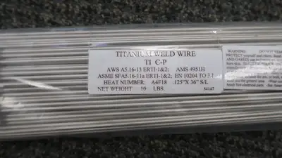 Titanium Welding Rods- Grade 1/2 (ERTi-1/ERTi-2), 1/8" x 36", 10 lb Pack