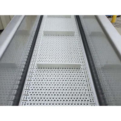 Used 8" Wide x 9' Long Stainless Steel Intralox Inclined Belt Conveyor