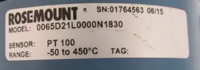 NEW ROSEMOUNT 0065D21L0000N1830 SENSOR 15103702