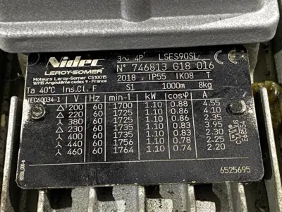 USED LEYBOLD SOGEVAC NEO D 25 VACUUM PUMP W/ NIDEC LSES90SL INDUCTION MOTOR