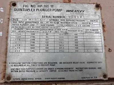 USED WHEATLEY HP-165 M