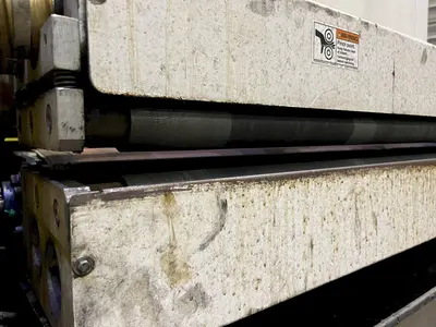 63" MIDWEST AUTOMATION MODEL #N3-6375 3 HEAD WET TYPE BELT DEBURRING GRINDER MACHINE: STOCK 18225