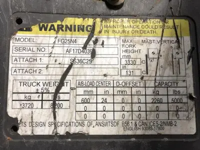 USED 2014 MITSUBISHI FG25N