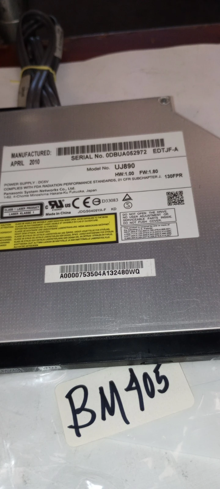 Used Panasonic Panasonic UJ890 EDTJF-A DVD-RW Laptop Drive Video/CATV/Television Arizona US | ASSET CONVERSION SPECIALISTS, INC. #1360618