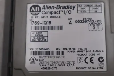 ALLEN-BRADLEY 1769-IQ16 SERIES A  INPUT MODULE STOCK #B-1339