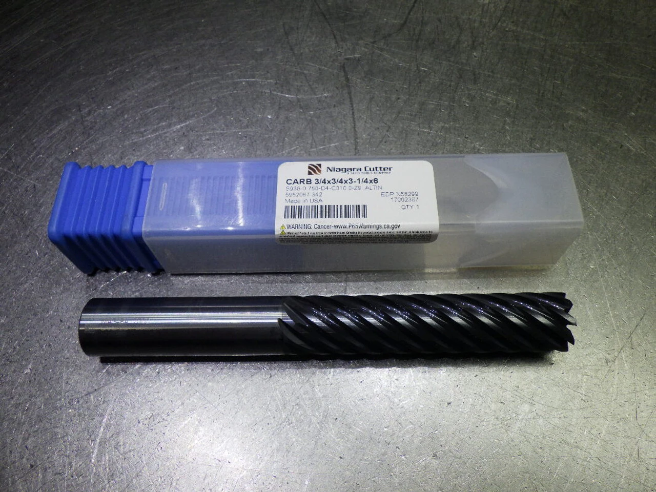 Niagara Cutter 3/4" 9 Flute Carbide SQ Endmill S938-0.750-D4-C010.0-Z9 (LOC2900A)