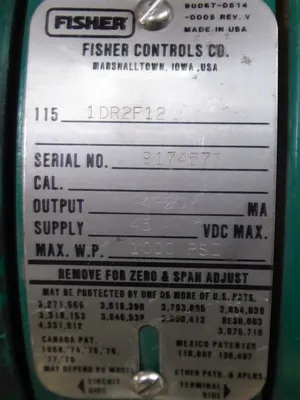 Fisher Controls 1151DR2F12 Draft Range Pressure Transmitter Used