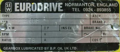 REFURBISHED EURODRIVE KA96P GEARBOX RATIO 153.78:1 DIA: 1-1/2"