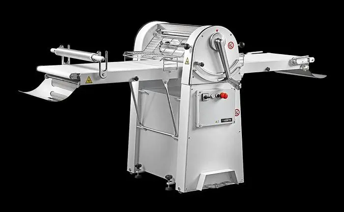17.6 lb (8 kg) Dough Sheeter Floor Model with 48″ Table – 750W, 220V, 1 Phase
