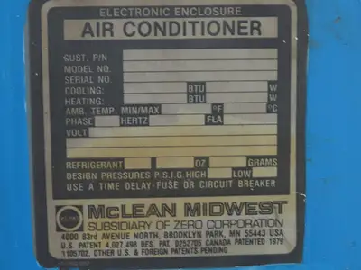 McLean Midwest 36-U616-317 Electrical Enclosure Air Conditioners 115v 1ph