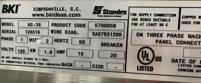72-0188 BKI HC-36 Heated/Humidified Holding Cabinet
