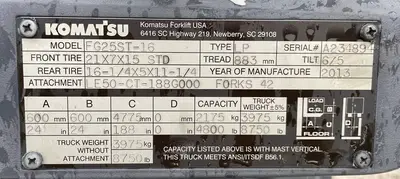 Used 2013 KOMATSU FG25ST-16 Misc Forklifts Texas US | TB Forklifts #1272854