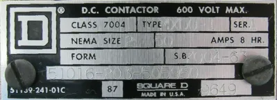 NEW SQUARE D MXD0-1 DC CONTACTOR SER A SIZE 2 51016-203-505950 MXD01 60VDC