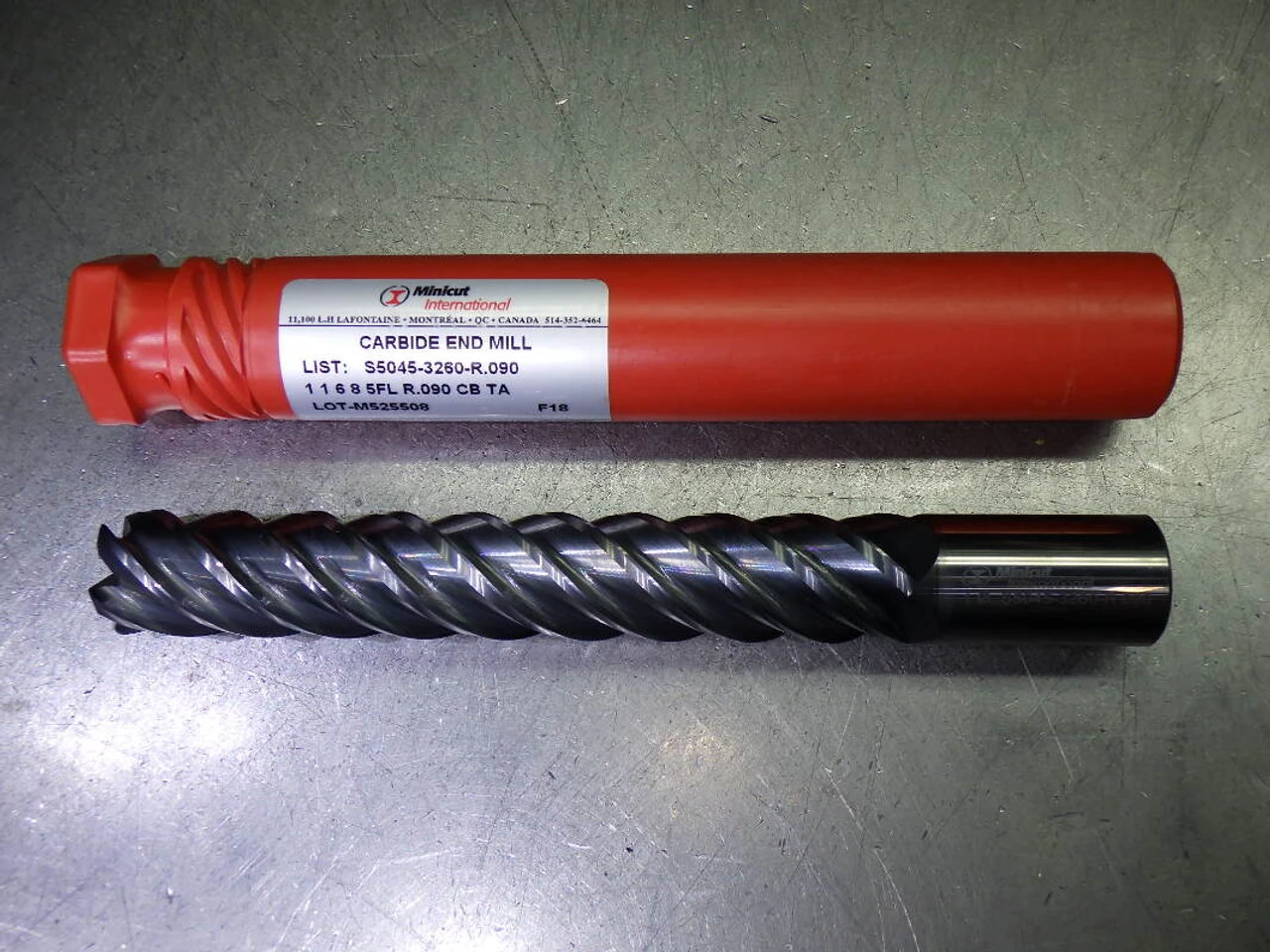 Minicut 1" 5 Flute Carbide CR Endmill 1" Shank .09" R S5045-3260-R.090 (LOC2988A)