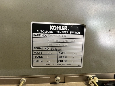 USED KOHLER POWER SYSTEM TRANSFER SWITCH