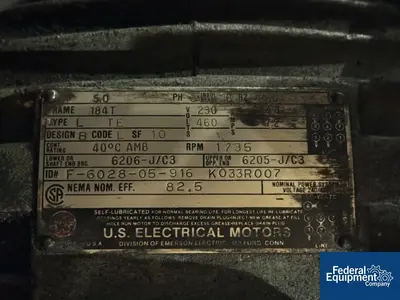 USED Myers 5 HP Myers Dual Shaft Mixer, Model HV550/500-5-5-769, S/S