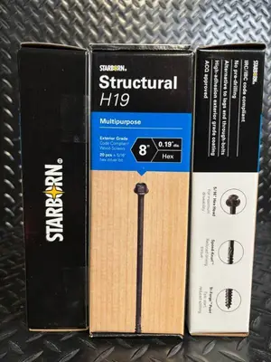 Starborn Structural H19 XH19CL0800 - 8in x 0.19in Hex Wood Screws, 3-Box Lot
