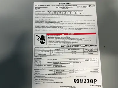 Used SIEMENS 012318P Disconnects Ohio US | HGR 24 #1286659