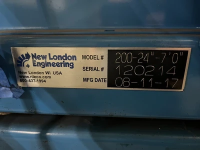 86"L x 23.5"W Belt, New London Horizontal Conveyor, Model 200-24-70, New in 2017