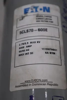 CUTLER HAMMER CLS-750 5CLS70-600E 2.75/5.5KV 600E AMP HIGH VOLTAGE FUSE #HS-11