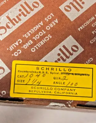 Schrillo 1-1/4" High Speed Steel Countersink 100 Degree 5/8 #1040 USA Lot of 2