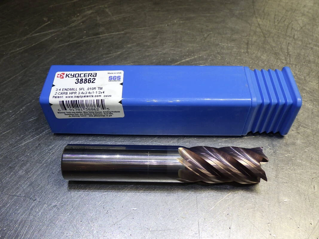 Kyocera / SGS 3/4" 5 Flute Carbide Cr Endmill 3/4" Shank .01" R 38862 (LOC2864A)