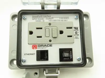 Grace Port P-R2-K3RF3 P-R2-K3RF3 GFCI N12/4 Ethernet Interface 3A CB 120VAC