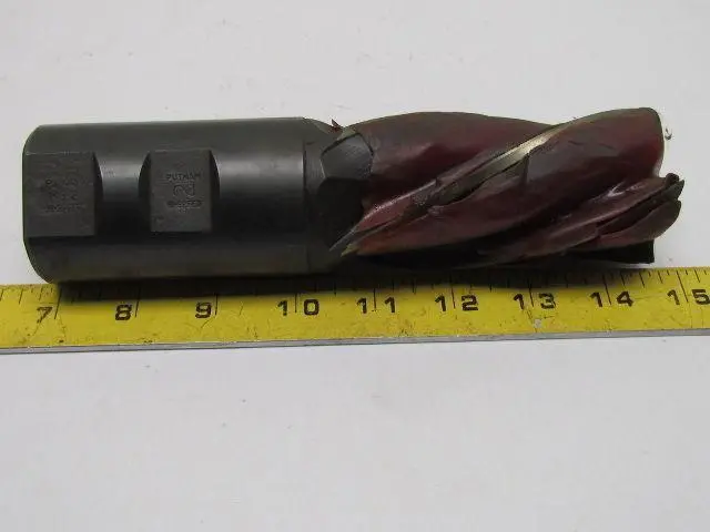 Putnam M3-2 2" Left Hand 4 Fute HSS 4" Cut End Mill 2" Straight Shank 7-3/4" OAL