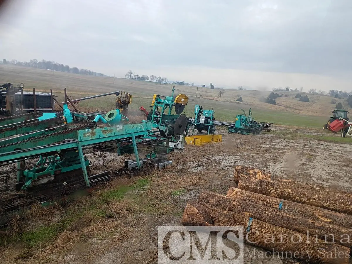 USED HELLE 3-HEAD BLOCK SAWMILL WITH VERTICAL EDGER