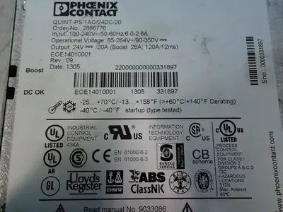 Used PHOENIX CONTACT QUINTPS/1AC/24DC/20 Power Supplies | HGR 24 #738812