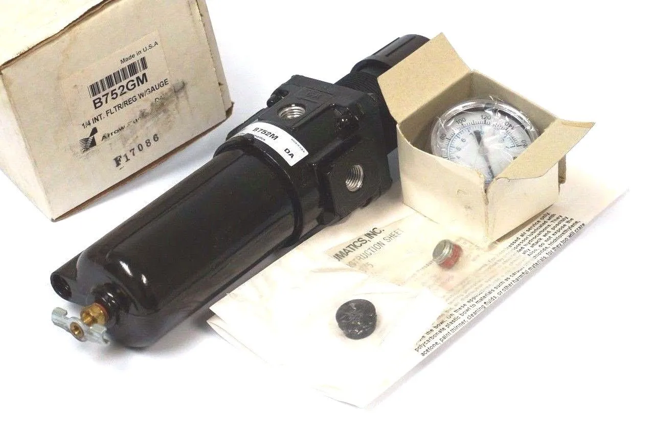 NEW ARROW B752GM 1/4 INT. FILTER/REG W/ GAUGE