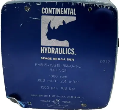 CONTINENTAL HYDRAULICS PVR15-15B15-RM-0-1-J HYDRAULIC PUMP REFURBISHED