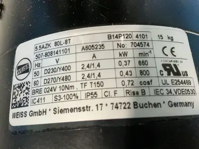 Used WEISS 5.5AZK 80L8T  (B14P120) Motors (misc) Ohio US | HGR 24 #1460646