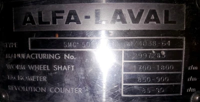Alfa-Laval SMG 509H-75C-60 hermetic separator, 316SS.